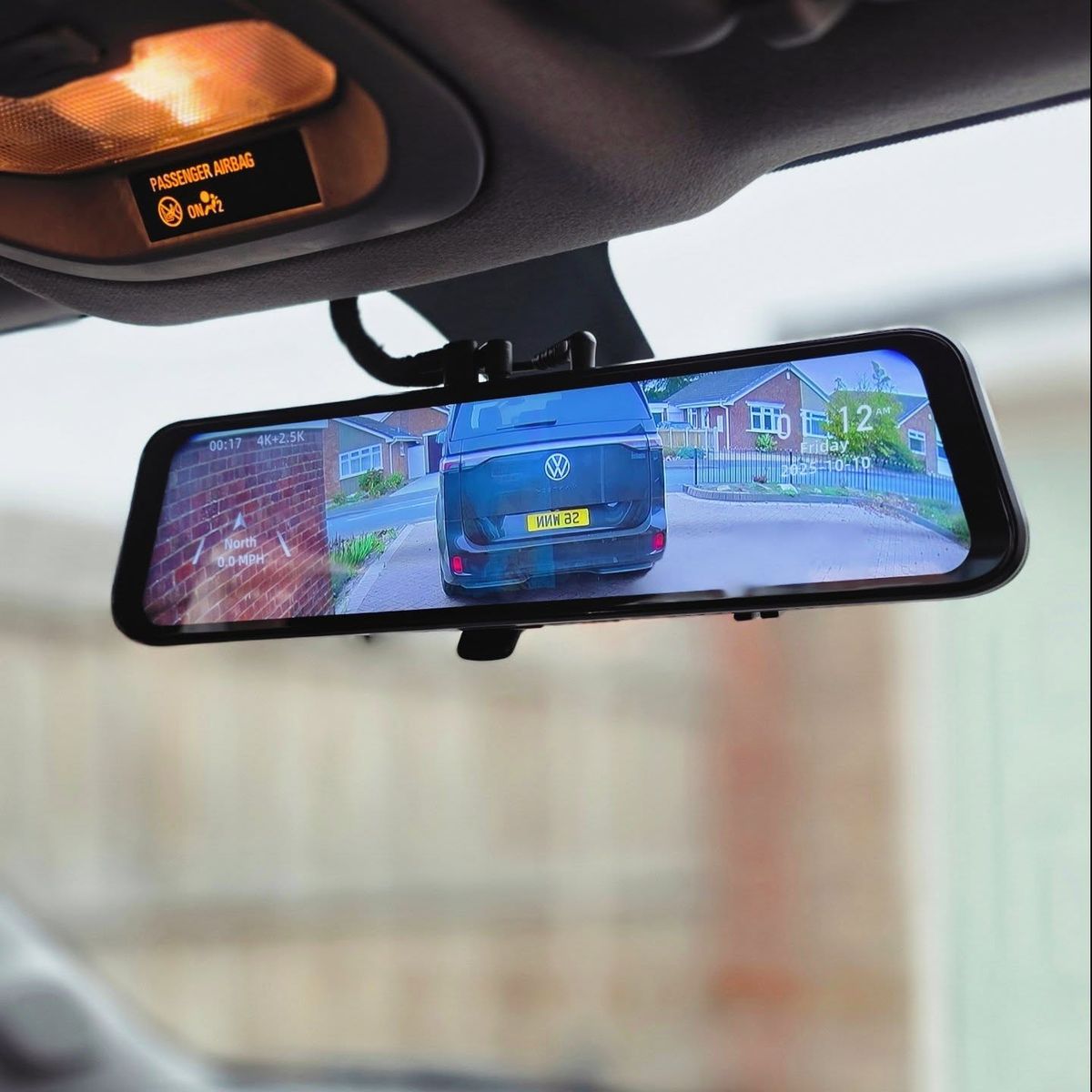 Hoco DV4 Rearview Mirror Driving Recorder – Full HD Dual Camera Dash Cam - GulfGadgets