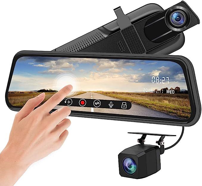 Hoco DV4 Rearview Mirror Driving Recorder – Full HD Dual Camera Dash Cam - GulfGadgets
