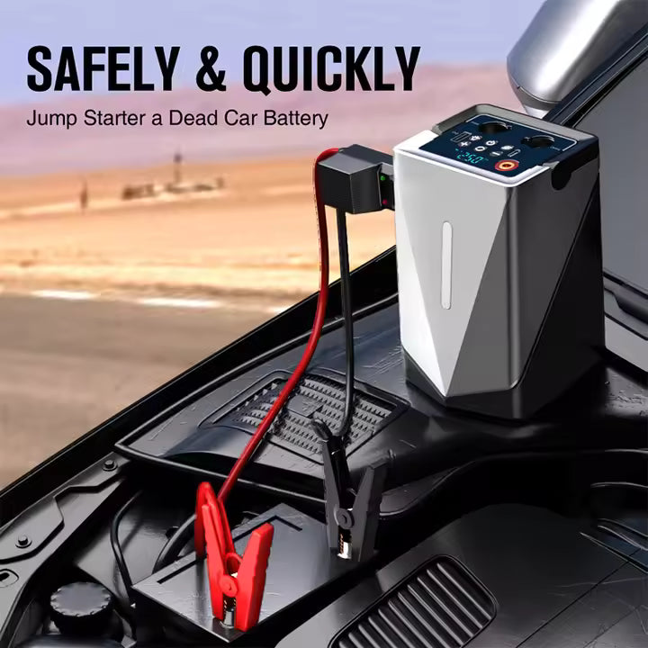 Portable Multi-Function Car Jump Starter & Air Compressor – 12V Emergency Power Bank