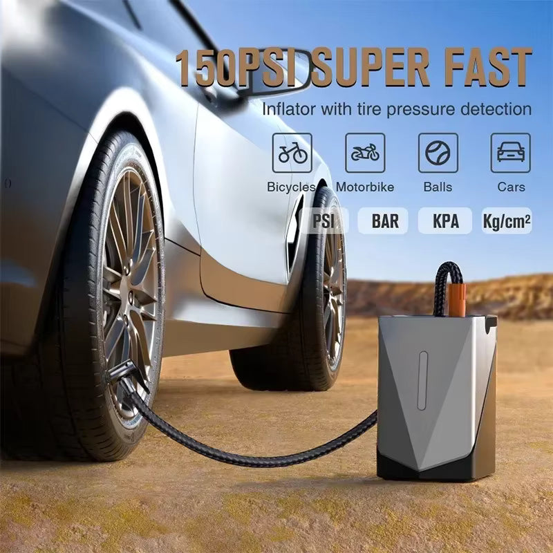 Portable Multi-Function Car Jump Starter & Air Compressor – 12V Emergency Power Bank